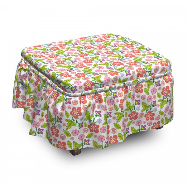 Romance Bouquet Ottoman Slipcover (Set Of 2) By East Urban Home