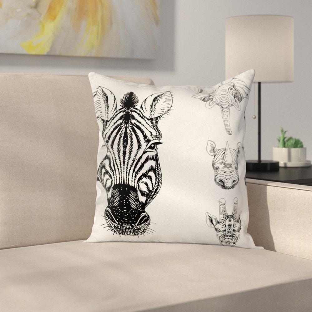 East Urban Home Safari Wildlife Sketch Cushion Pillow Cover Wayfair