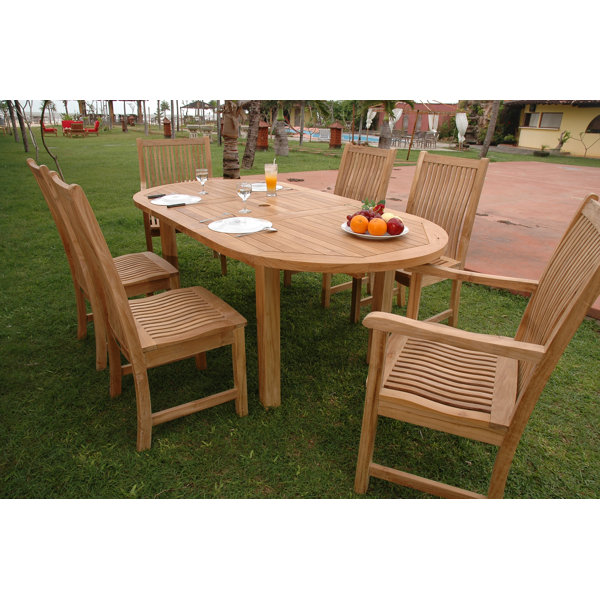 Farnam 7 Piece Teak Wood Dining Set by Rosecliff Heights