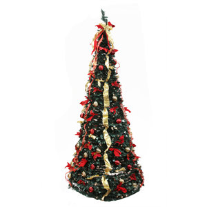 6' Decorated Red and Gold Artificial Christmas Tree with Clear Light