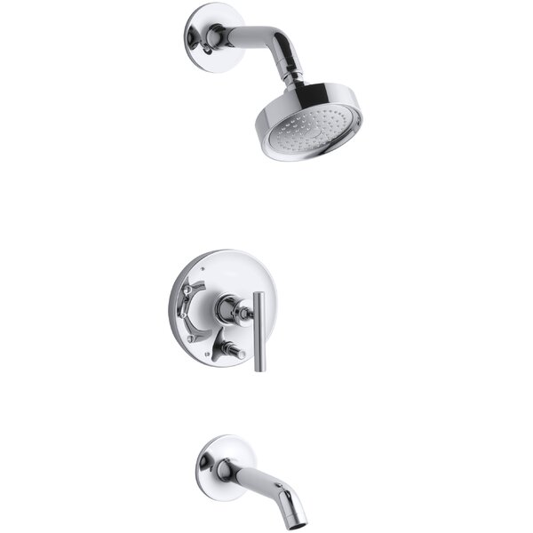 Purist Rite-Temp Pressure-Balancing Bath and Shower Faucet Trim with Push-Button Diverter and Lever Handle, Valve Not Included by Kohler