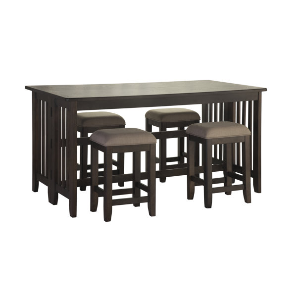 5 Piece Counter Dining Table With Drop Leaf And 4 Stools in Drop Leaf by Red Barrel Studio Red Barrel Studio