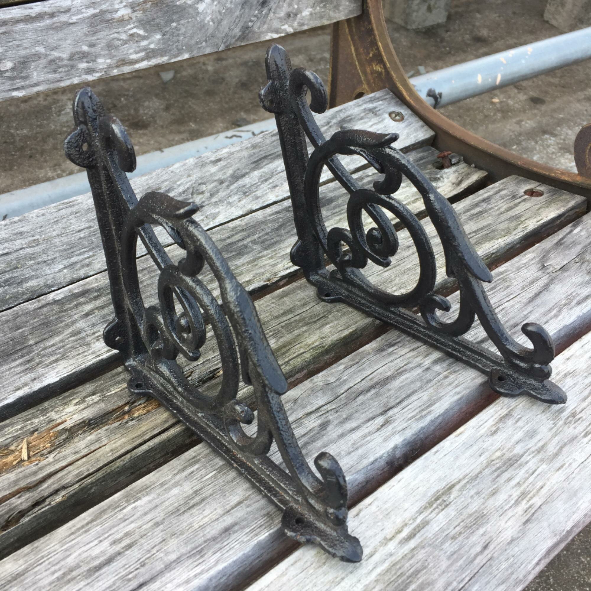 10 Cast Iron Antique Style ANGLE Brackets Garden Braces Shelf Bracket CABLE 