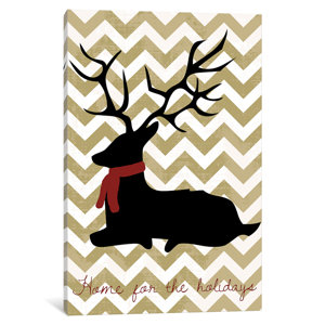 'Deer' Graphic Art on Wrapped Canvas in Black