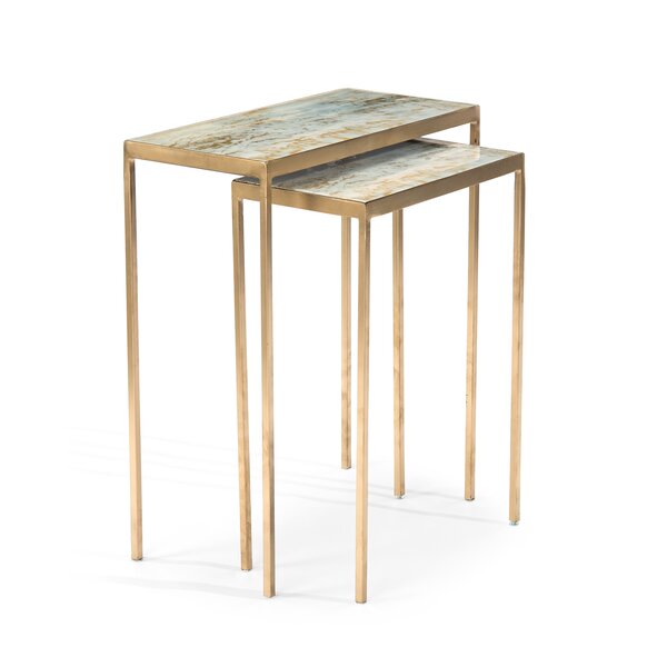Review Lustrous Sky Stacking 2 Piece Nesting Tables