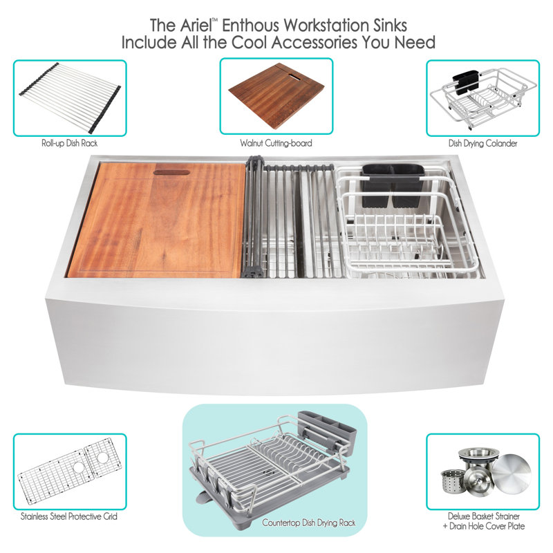 Ariel Enthous Workstation 36 L X 21 W Double Basin Farmhouse Kitchen Sink With Basket Strainer Wayfair Ca Does anyone know can we purchase one? wayfair ca