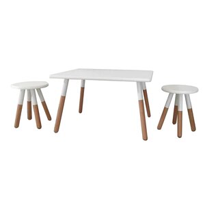 Kids 3 Piece Square Table and Stool Set