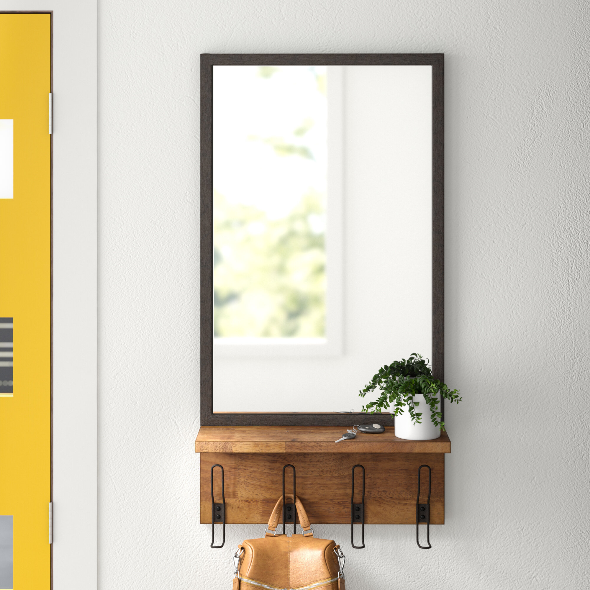 Jacobsen Industrial Accent Mirror With Shelves Reviews Allmodern