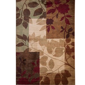 Raffin Beige/Brown Leaves Area Rug