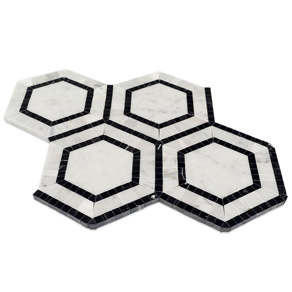 Zeta Random Sized Marble Mosaic Tile in Carrara by Splashback Tile
