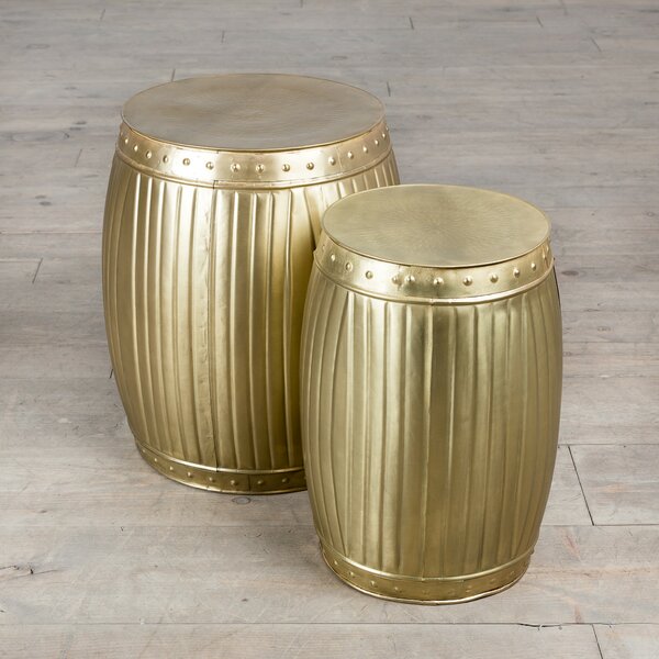 Fluted Barrels 2 Piece End Table Set By ZallZo