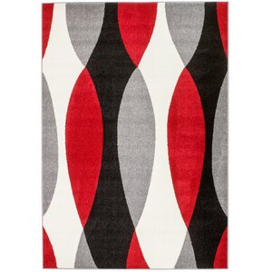 Grimes Gray/Black/Red Area Rug