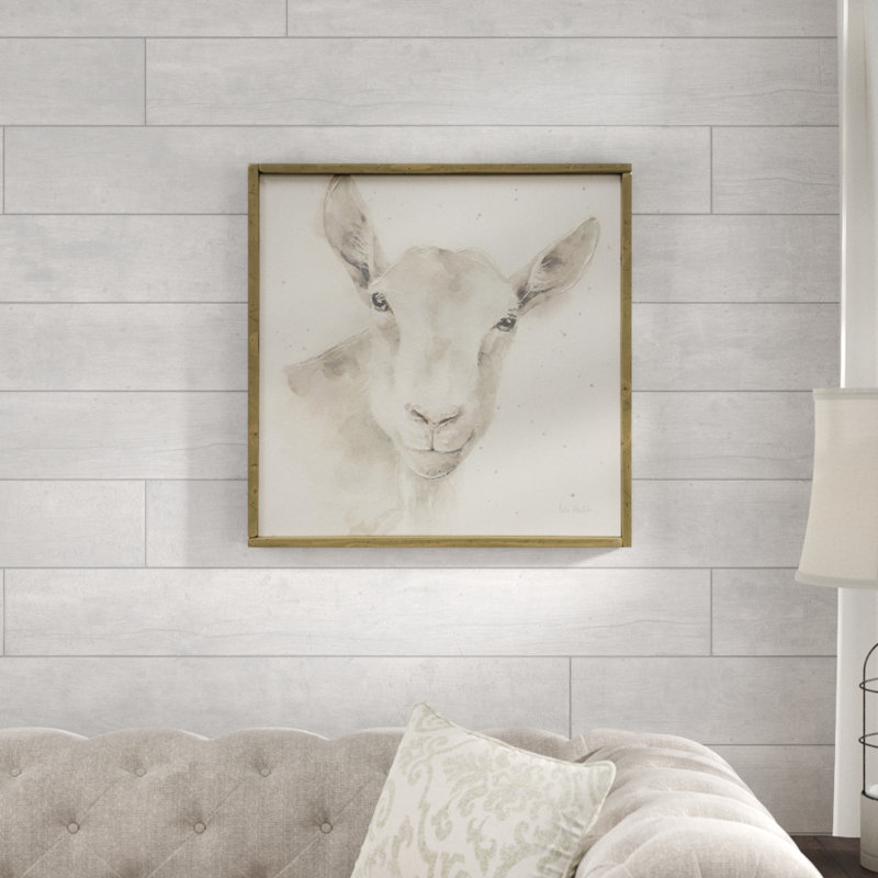 Gracie Oaks Lamb Farm Animal Frame Acrylic Painting Print On