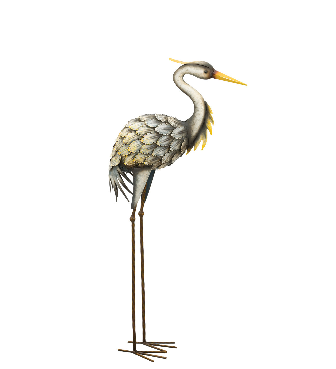 Heron Bird Wings Outstretched Metal Indoor Outdoor Garden Ornament