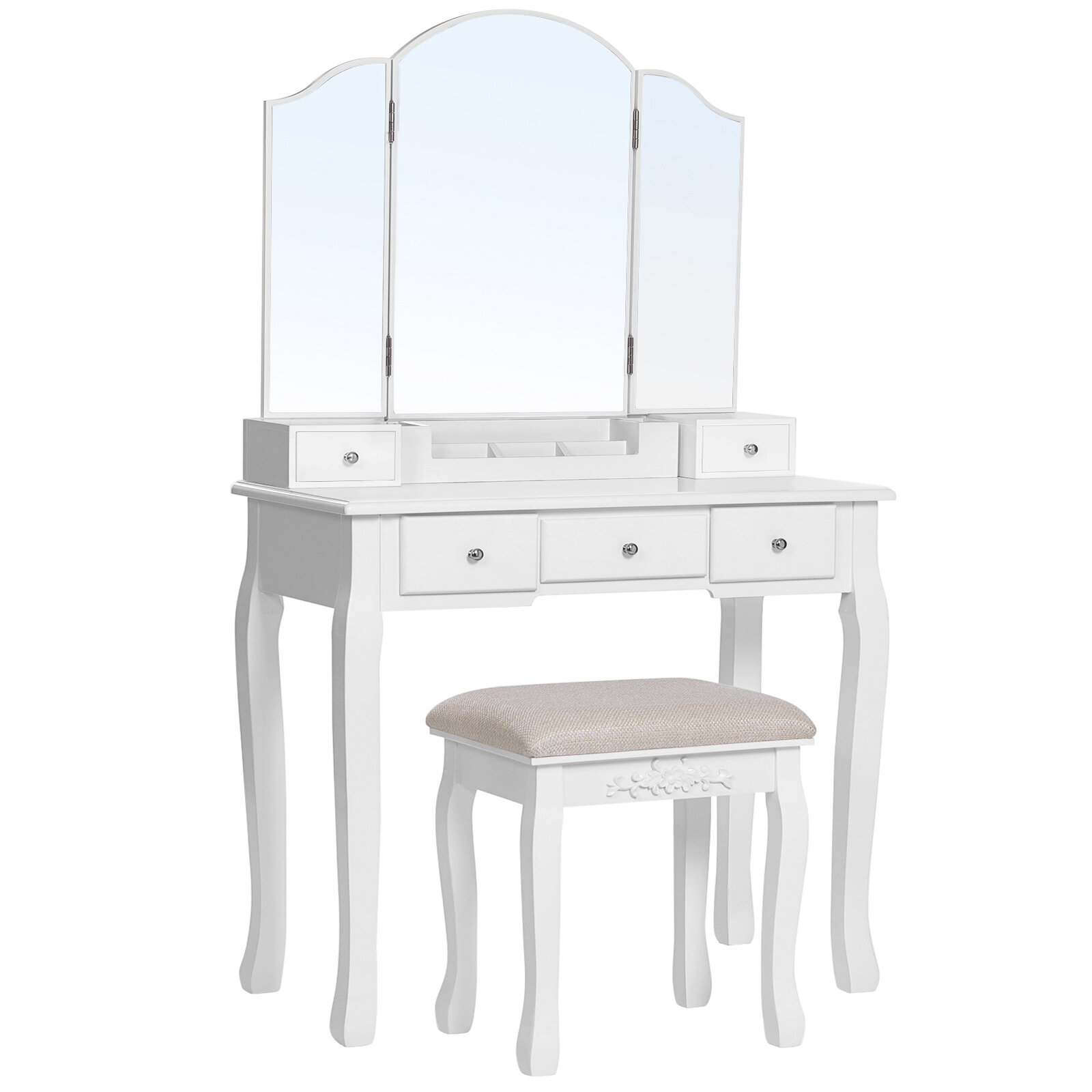 Rosdorf Park Fiecke Vanity Set With Stool And Mirror Reviews Wayfair