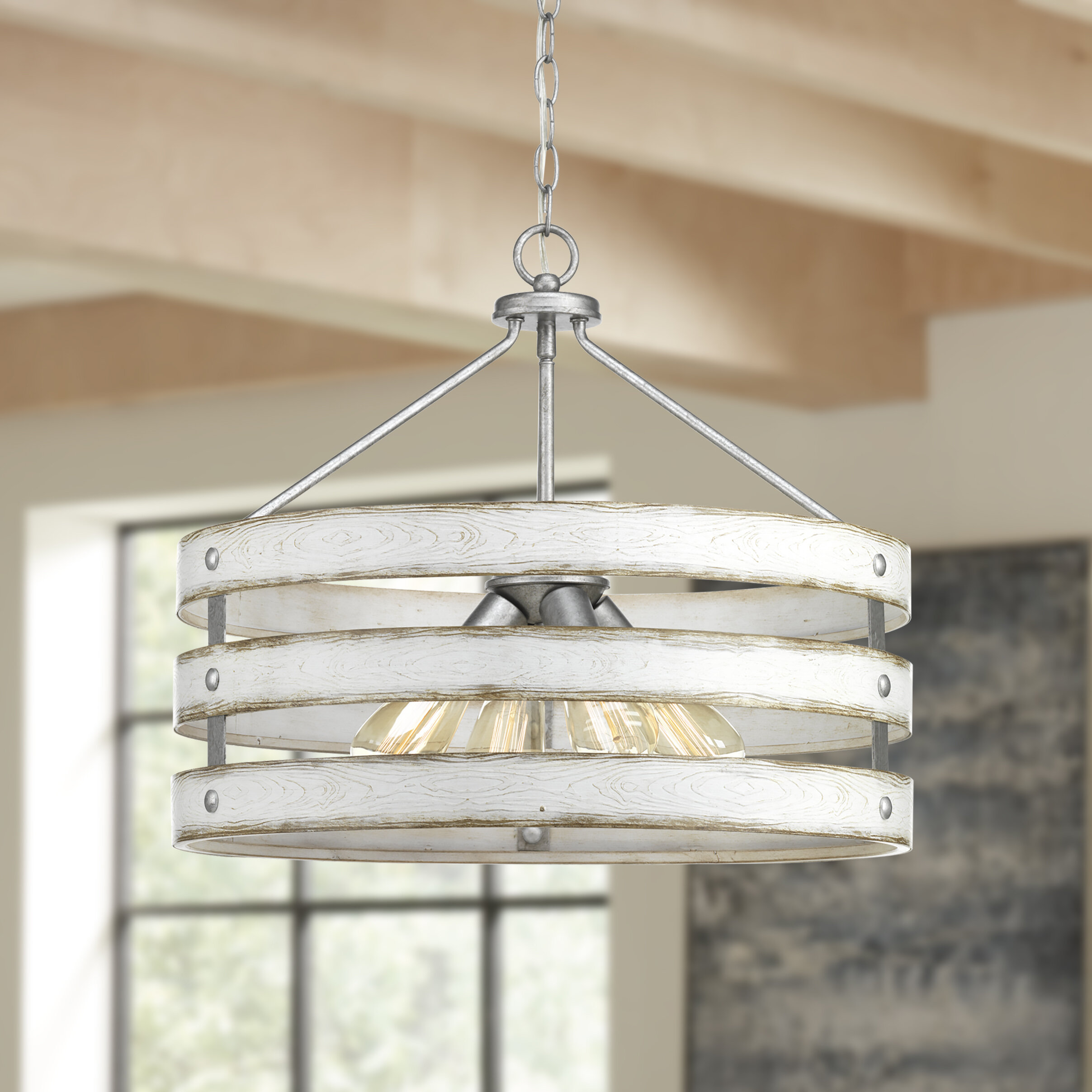 Three Posts Kingsley 4 Light Unique Statement Drum Chandelier Reviews Wayfair