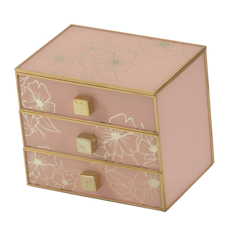 pink glass jewellery box