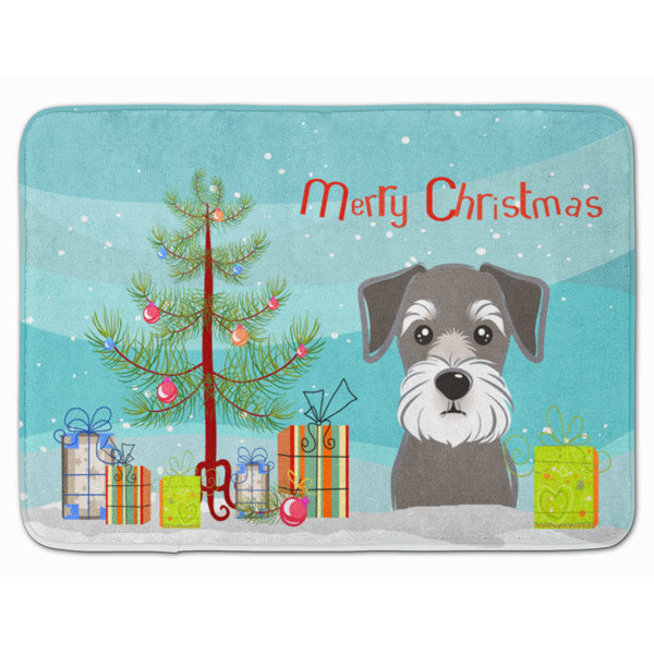 Christmas Tree and Schnauzer Rectangle Microfiber Non-Slip Bath Rug