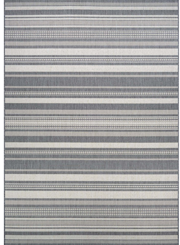 Beachcrest Home Anguila Stripe Gray Indoor/Outdoor Area Rug ... Beachcrest Home Anguila Stripe Gray Indoor/Outdoor Area Rug ...