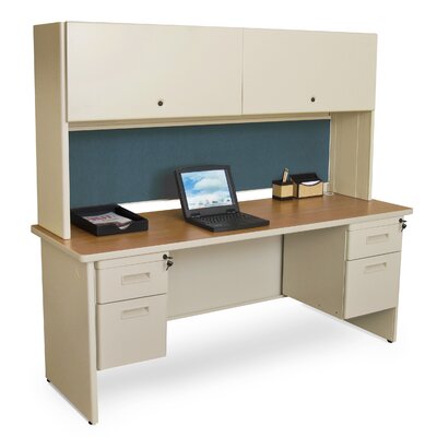 Crivello Lock Computer Executive Desk With Hutch Red Barrel Studio