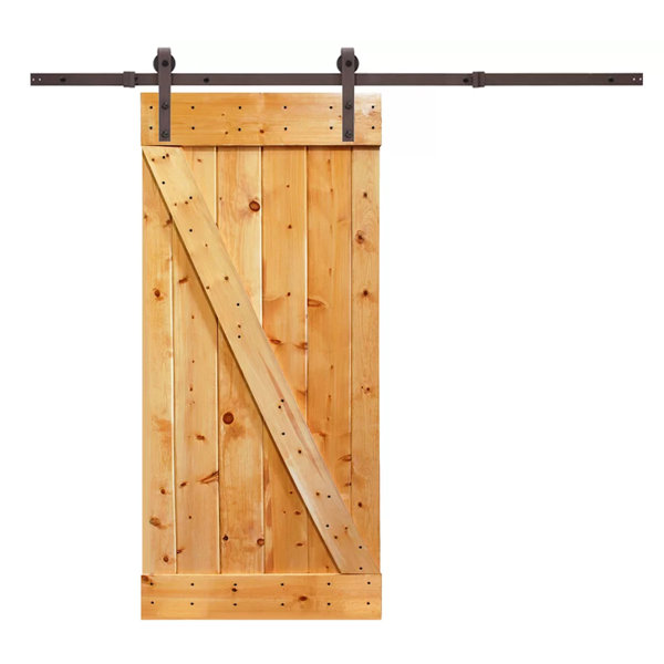Solid Wood Panelled Pine Slab Interior Barn Door by Calhome