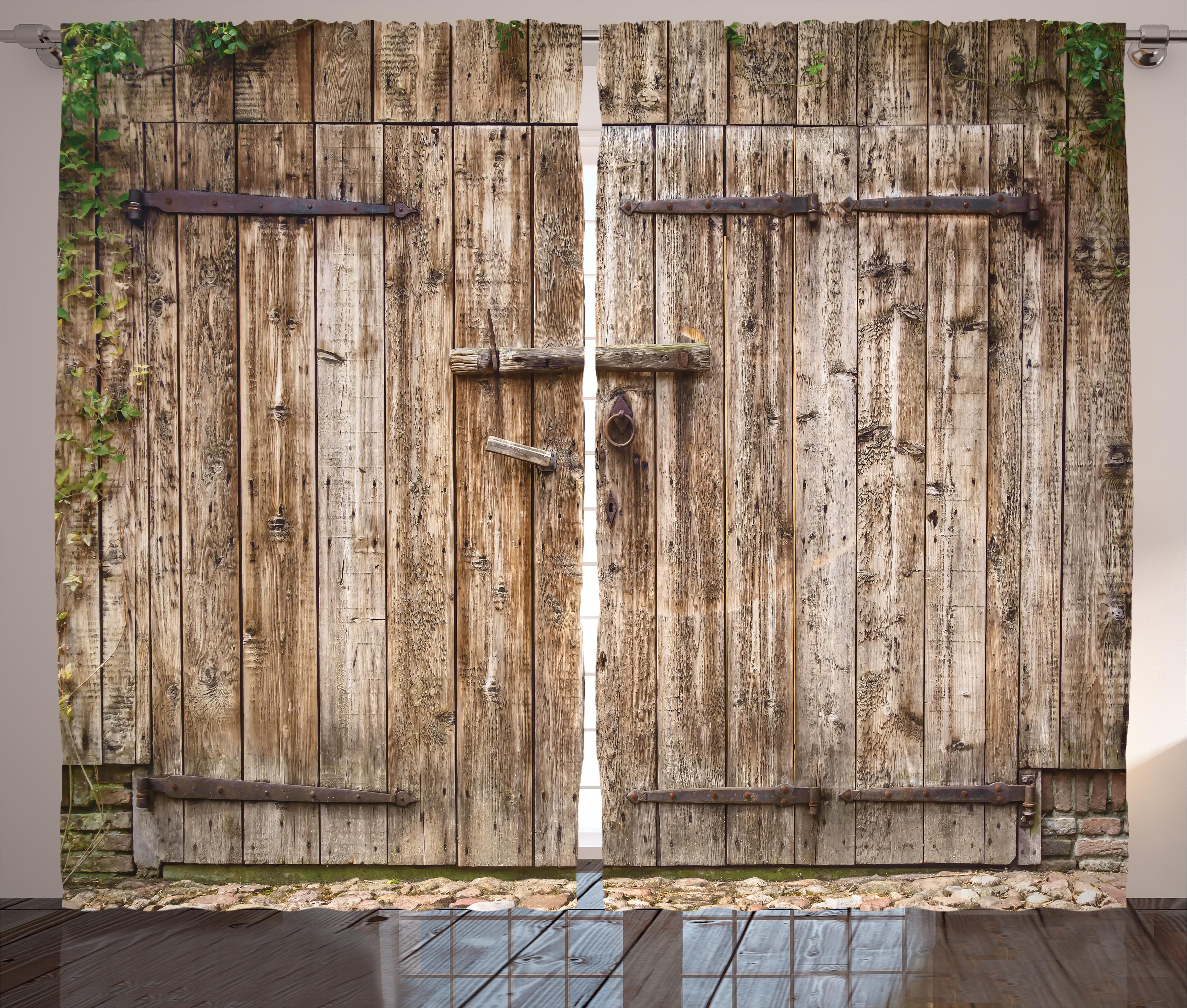Gracie Oaks Bethany Rustic Old Oak Closed Garage Door With Steel