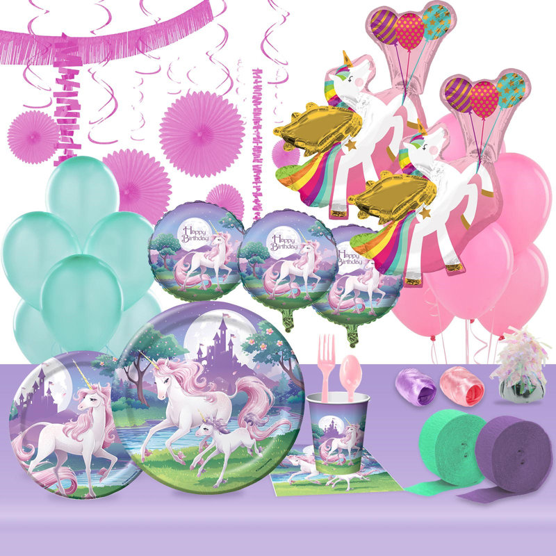 Na 133 Piece Unicorn Fantasy Ultimate Paper Disposable Party