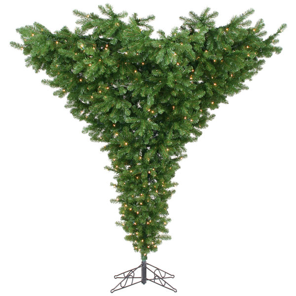 Upside Down 7.5' Green Artificial Christmas Tree With 650 Dura-Lit Clear Lights With Stand By Vickerman by Vickerman