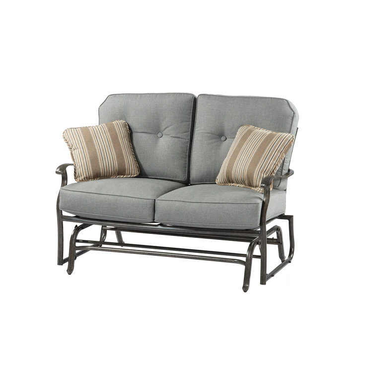 outdoor glider bench with cushions