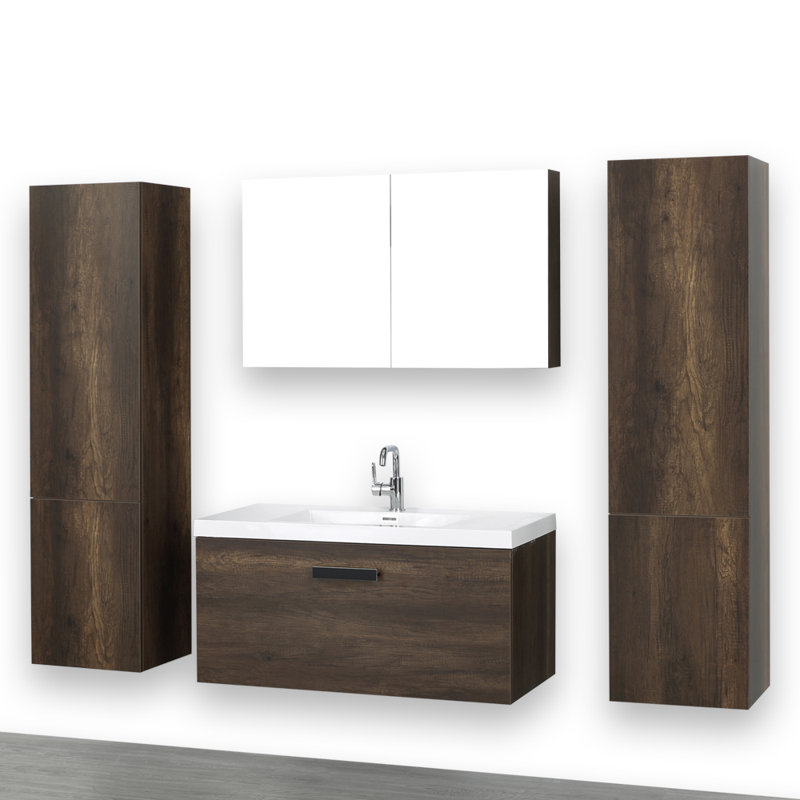 Streamlinebath 40 Wall Mounted Single Bathroom Vanity Set With Mirror Wayfair