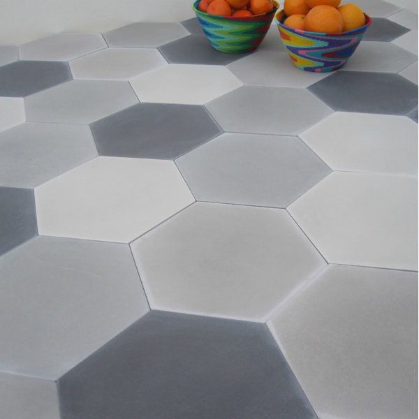 Solid Mixed Hex 8 x 8 Cement Field Tile in Gray by Villa Lagoon Tile