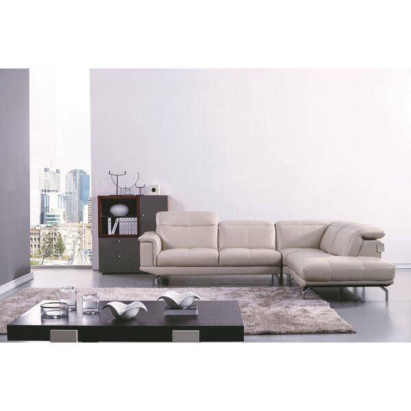 Zahara Thick Leather Sectional By Orren Ellis