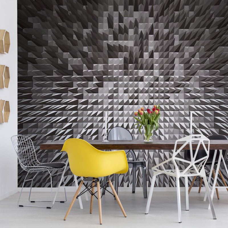 Brayden Studio Black And White Modern 3d Pixel Design 2 54m X 1 84m Semi Gloss Wall Mural Wayfair Co Uk