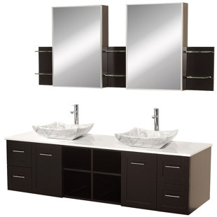 Double Vanity Medicine Cabinet Wayfair Avara 72 Double Bathroom Vanity Set With Medicine Cabinet