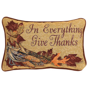 In Everything Give Thanks Word Lumbar Pillow