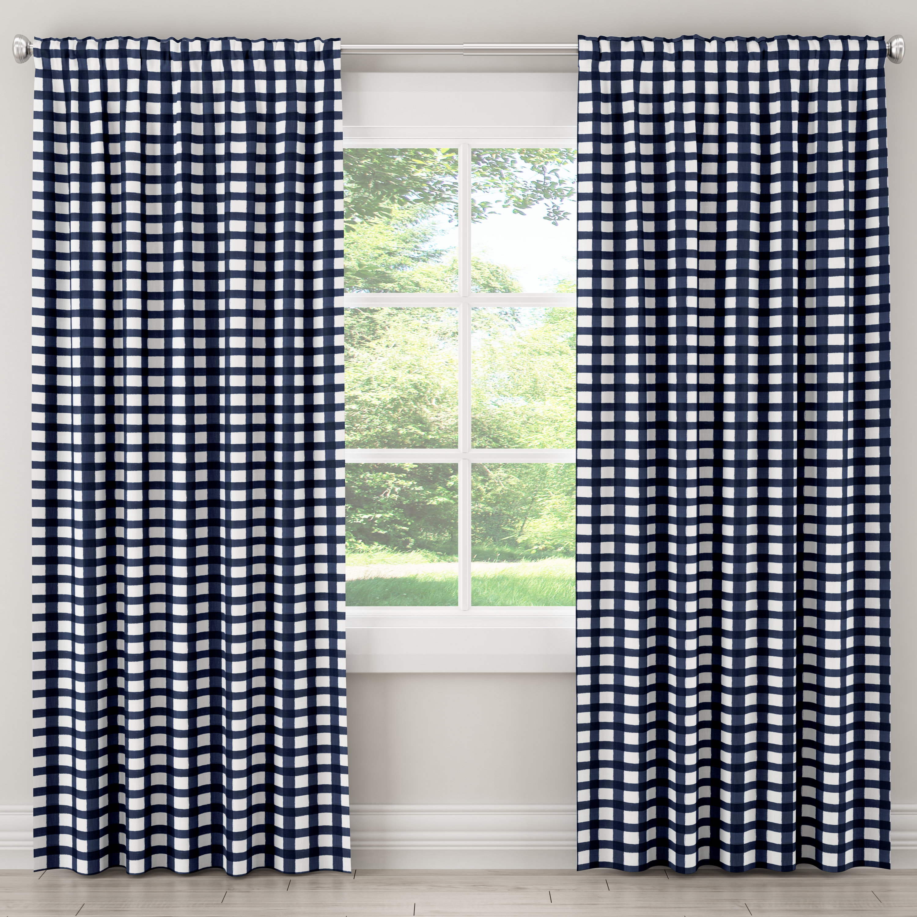 Loon Peak Rhodes Gingham Rod Pocket Tab Top Single Curtain Panel