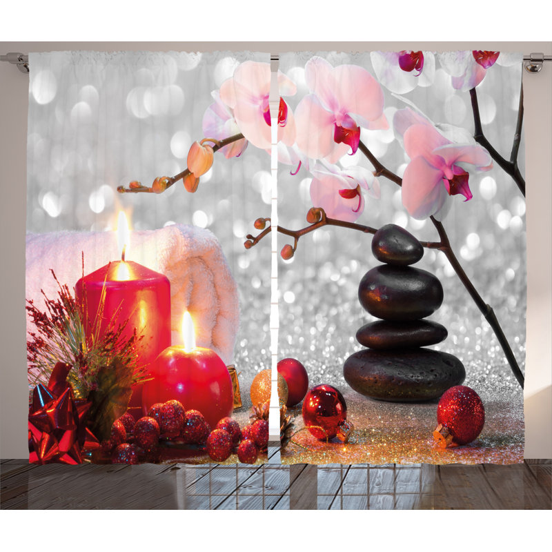 East Urban Home Spa Winter Christmas Theme With Pink Orchid Stone And Red Candles Image Graphic Print Text Semi Sheer Rod Pocket Curtain Panels Wayfair Check out our winter theme christmas selection for the very best in unique or custom, handmade pieces from our shops. wayfair