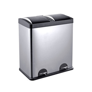Stainless Steel 2-Compartment 16 Gallon Trash Can