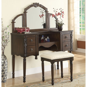 Makeup Vanity Set with Mirror by Infini Furnishings