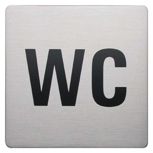 Sula Square WC Signs in Brushed Belfry Bathroom