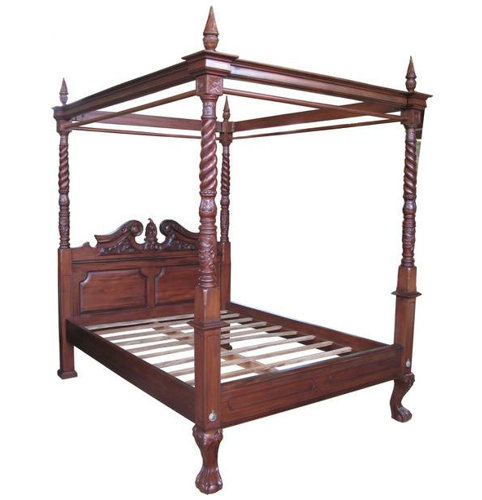 Four Poster Bed Astoria Grand Finish: Wax Polish, Size: Kingsize (5)