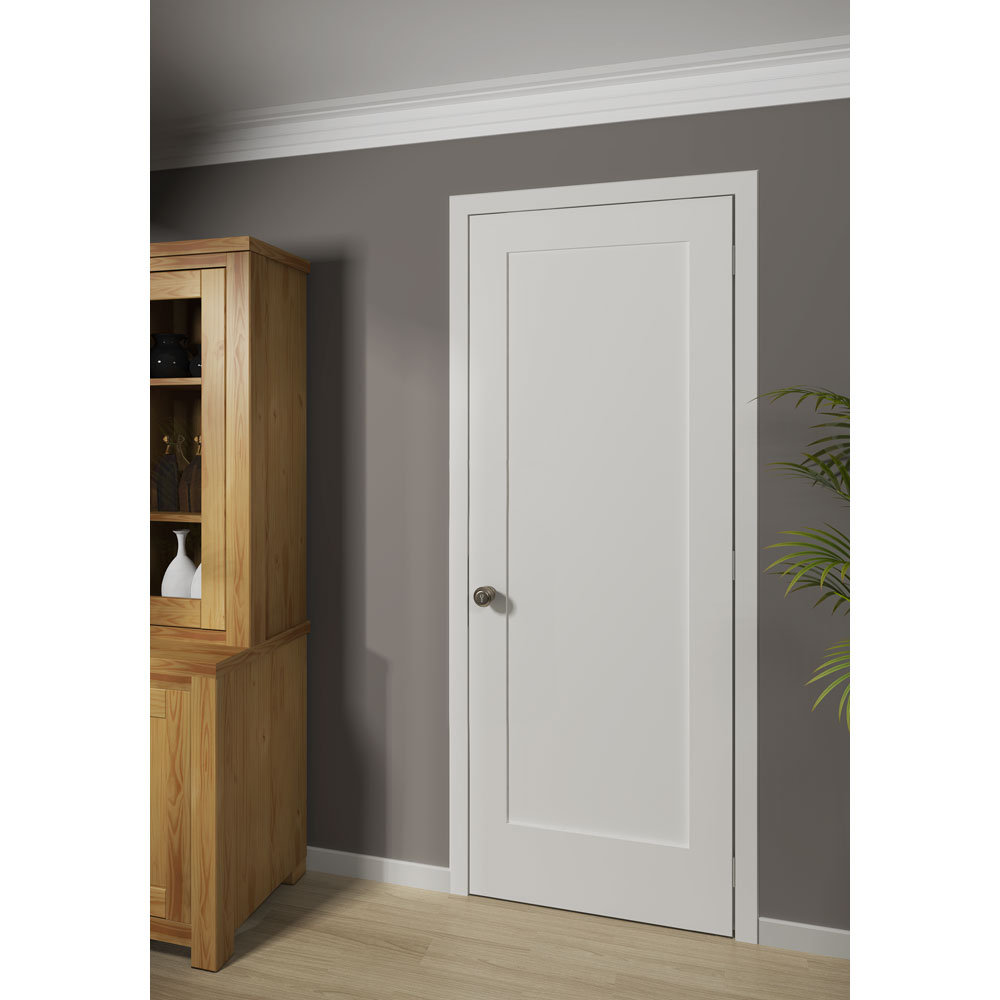 Frameport Paneled Solid Manufactured Wood Primed Shaker Slab