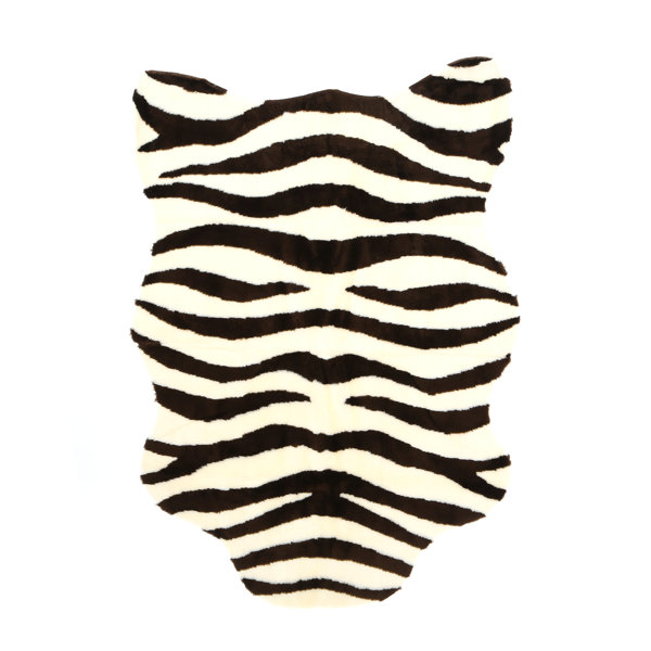 Animal Ivory/Brown Zebra Area Rug by Walk On Me
