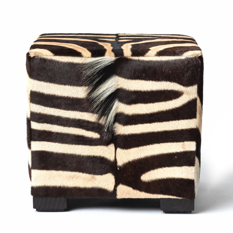 Ngala Trading Co. African 20" Leather Square Animal Print Cube Ottoman