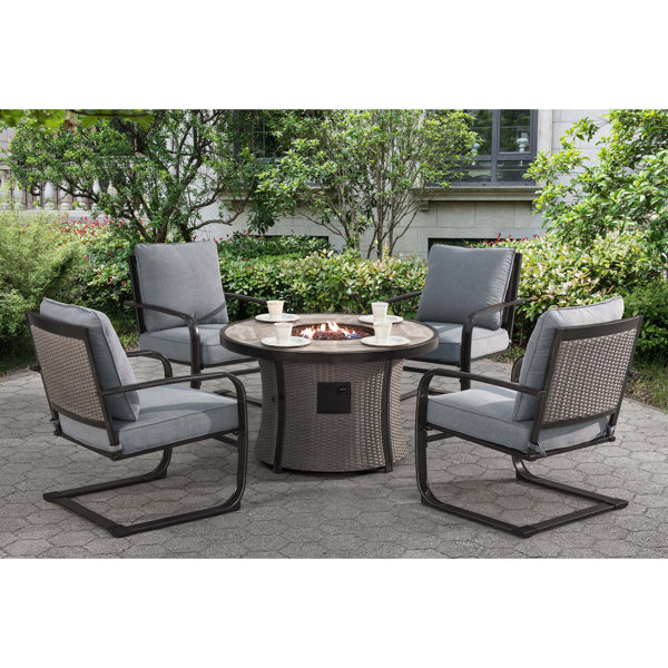 Patio Dining Set With Fire Pit Wayfair Patio Dining Set With Fire Pit Wayfair