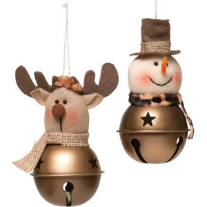 Safari 2 Piece Bronze Bell Ornament Set