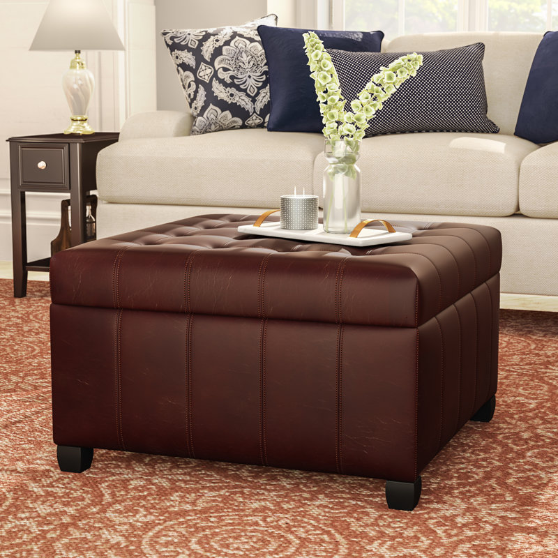 Darby Home Co Francisville Leather Storage Ottoman Reviews Wayfair Francisville Leather Storage Ottoman