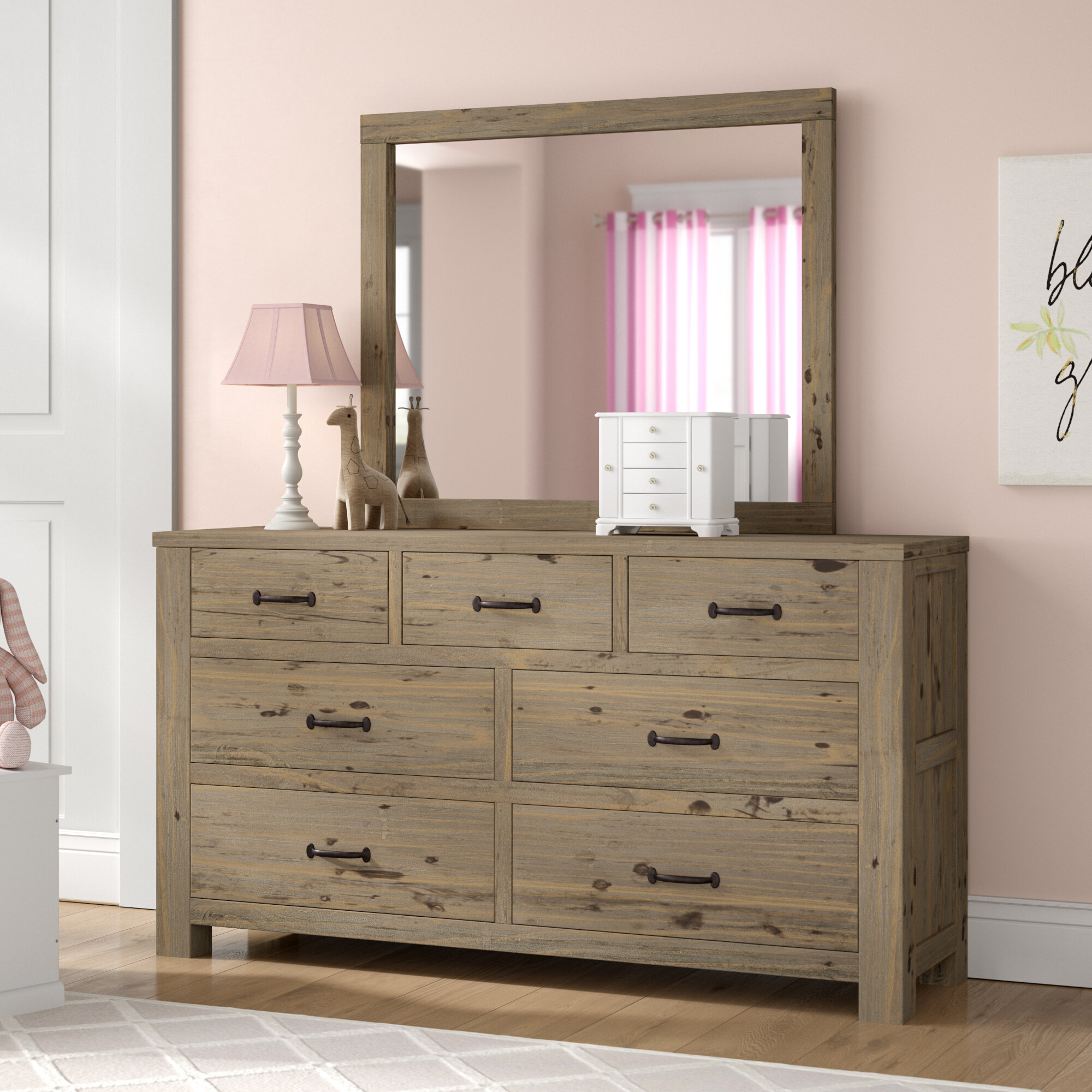Greyleigh Bedlington 7 Drawer Solid Wood Double Dresser With
