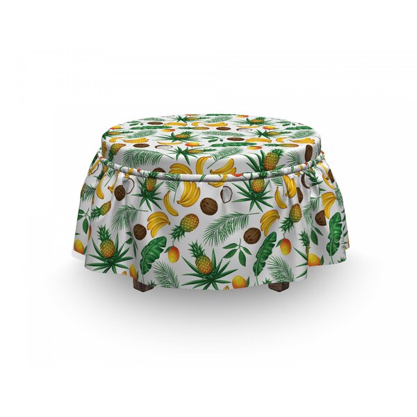 Banana Leaf Coconut Pineapple 2 Piece Box Cushion Ottoman Slipcover Set By East Urban Home