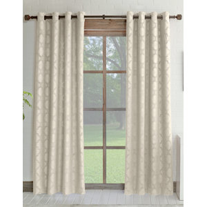 Estate Geometric Room Darkening Grommet Single Curtain Panel